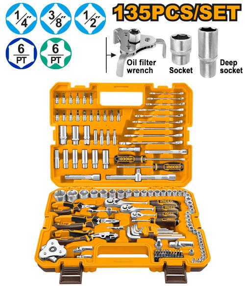 Ensemble d'outils combinés de 135 pièces – INGCO
