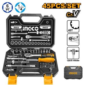 Set de douilles 1/4 45pièces – INGCO - vue 1 - référence HKTS14451