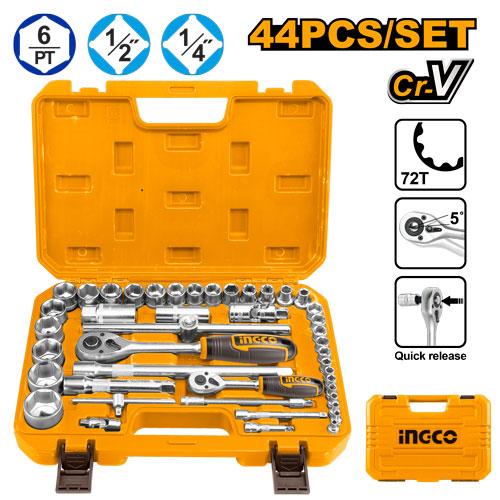 Set de douilles 1/4 et 1/2 44pièces – INGCO