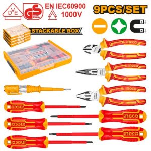 Jeu d'outils à main isolés 9pcs – INGCO - vue 1 - référence HKTV01H091