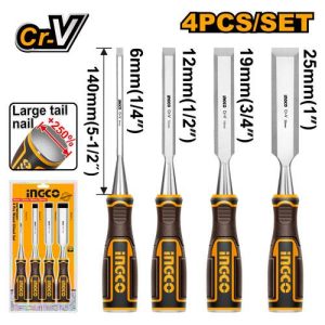 Set de 4 ciseaux à bois 6mm，12mm，19mm，25mm – INGCO - vue 1 - référence HKTWC0401