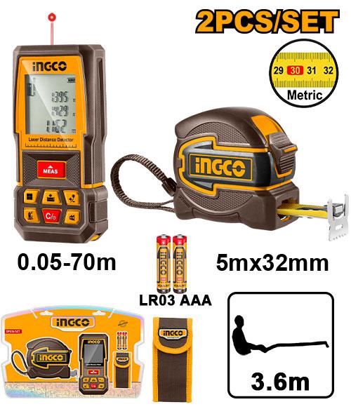 Kit combiné de détecteur de distance laser – INGCO – HLDD241201M