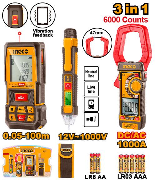 Kit combiné de détecteur de distance laser – INGCO – HLDD241202