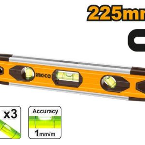 Mini niveau à bulle avec 3 fioles 225mm – INGCO - vue 1 - référence HMSL01030