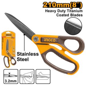 Ciseaux à lame longue poignée en caoutchouc 210mm – INGCO - vue 1 - référence HSCRS812108