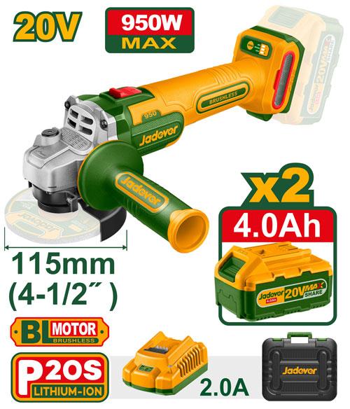 Meuleuse d’angle sans fil brushless 20 V, 115 mm – Jadever JDLAP5322
