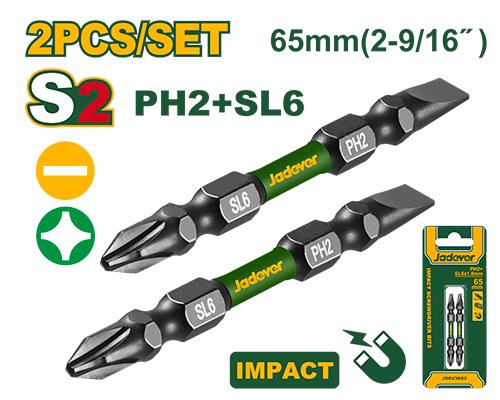 Embouts à percussion PH2 + SL6 JADEVER JDSV3K63