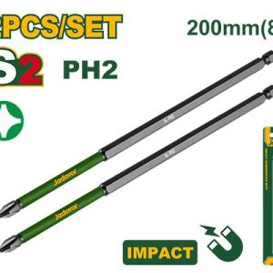 Embouts tournevis à choc PH2 200 mm – Jadever - vue 1 - référence JDSV5K65