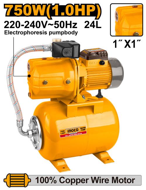 Pompe à eau à jet automatique 750W 1HP – INGCO