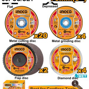 Jeu 30pcs Disques de coupe et meulage – INGCO - vue 1 - référence MCD07630