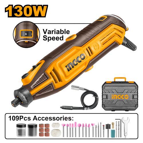 Mini perceuse + 109 accessoires en coffret 130W INGCO