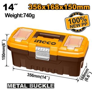 Boîte à outils pvc charnières métal 14 – INGCO - vue 1 - référence PBX1402