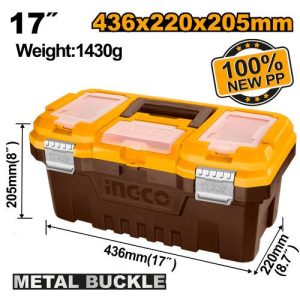 Boîte à outils pvc charnières métal 17 – INGCO - vue 1 - référence PBX1702