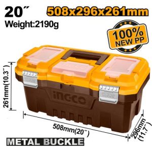 Boîte à outils pvc charnières métal 20 – INGCO - vue 1 - référence PBX2002