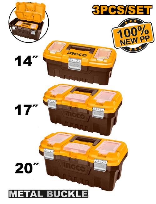 Jeu3boîtes à outils pvc charnières métal 141720 – INGCO
