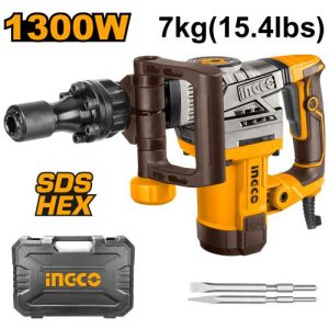 Marteau burineur 7kg 1300W + 2 burins – INGCO - vue 1 - référence PDB130018