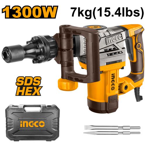 Marteau burineur 7kg 1300W + 2 burins – INGCO
