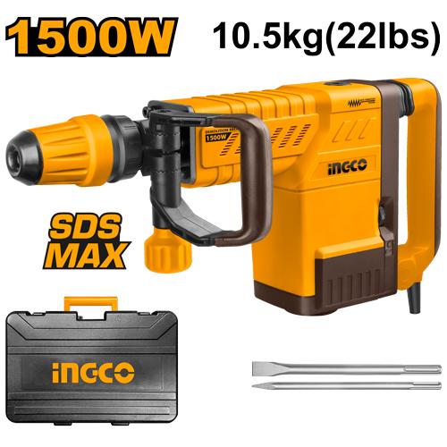 Marteau burineur 10kg 1500W + 2 burins – INGCO