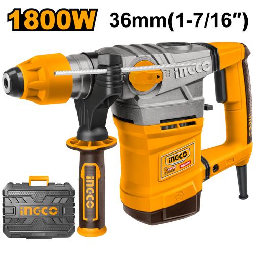 Marteau perforateur SDS Plus 1800W 36mm avec variateur de vitesse + 5 access – INGCO