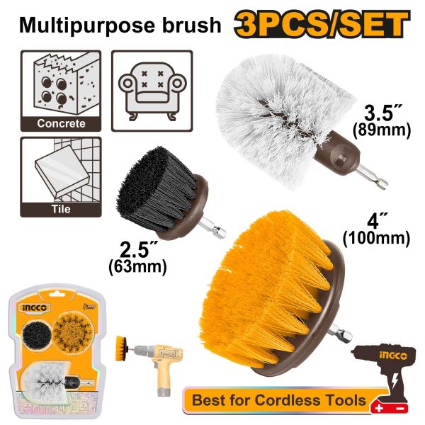 Jeu de 3 Brosses de nettoyage – INGCO – WCB0301