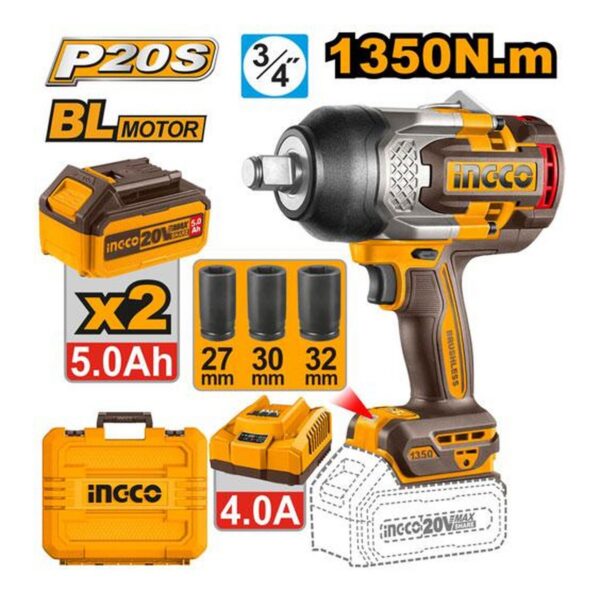 Clé à chocs sans fil – INGCO – 20 V – CIWLI20135