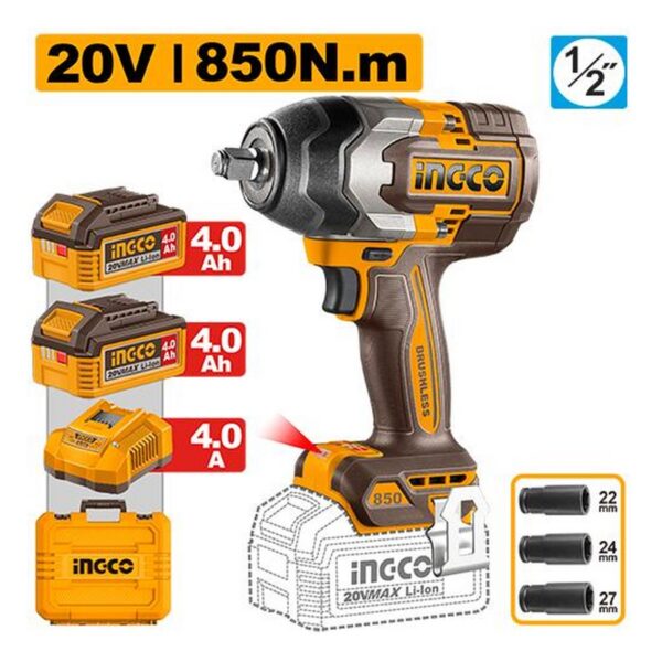 Clé à chocs sans fil – INGCO – 20 V – CIWLI2085