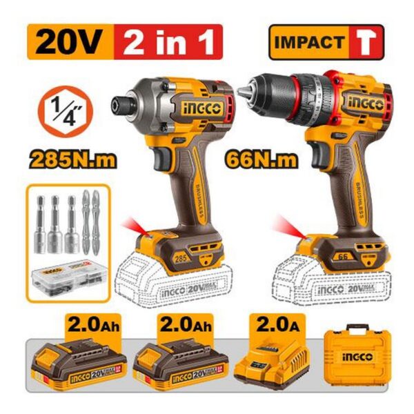 Kit combiné sans fil 2 pièces – INGCO – CKLI20277