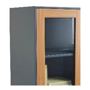 Armoire Bibliothèque Métal & Bois avec Portes Vitrées – 90×185×40 cm - MOB-ARMO-004