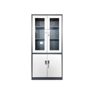 Armoire haute mixte vitrée et pleine – Rangement sécurisé et design professionnel - MOB-ARMO-010