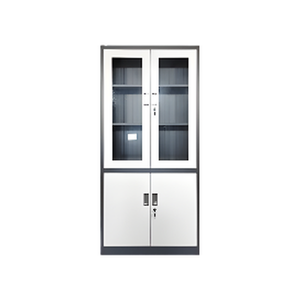 Armoire haute mixte vitrée et pleine – Rangement sécurisé et design professionnel