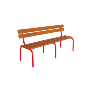 Banc bois & métal rouge – Design minimaliste et impact visuel - MOB-BANC-001