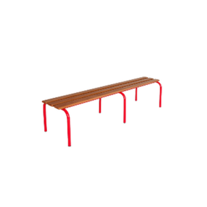Banc minimaliste bois & métal rouge – Design urbain et audacieux - MOB-BANC-003