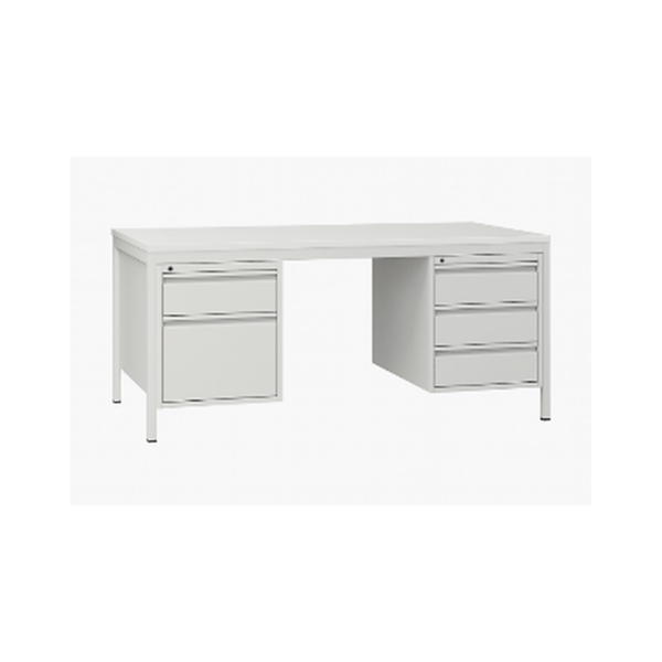 Bureau individuel ATLAS – Gris métal / Bois clair