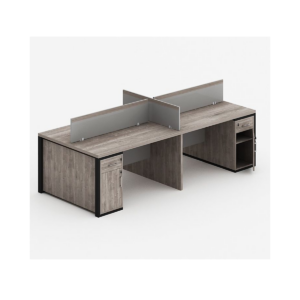Bureau Bench 4 Postes avec Cloisons en Verre Dépoli – Élégance, Intimité et Organisation - MOB-BURE-010