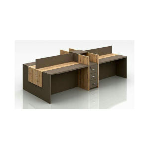 Bureau Bench 4 Postes avec Caisson Central – Structure, Élégance et Fonctionnalité - MOB-BURE-011