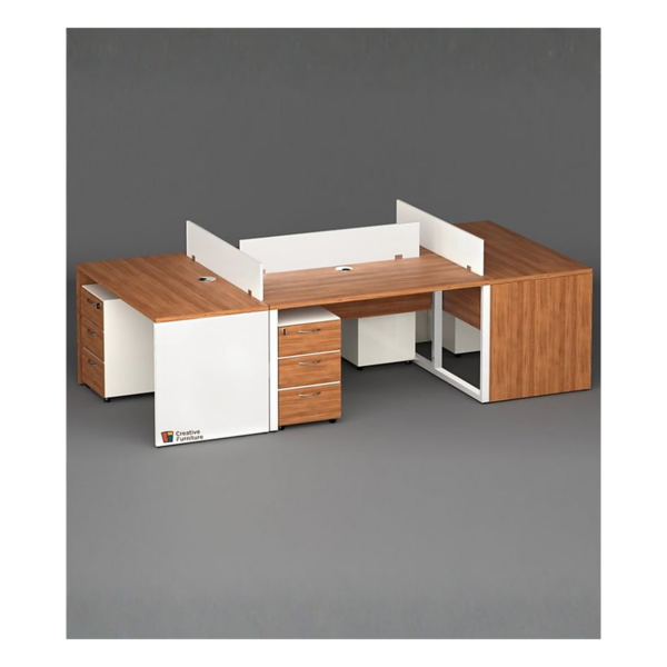 Bureau Bench Modulaire en U 3 Postes – Collaboration Structurée et Design Épuré