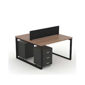 Bureau Duo avec Cloison Centrale – Sobriété, Rangement et Performance - MOB-BURE-016
