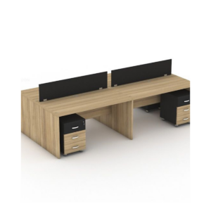 Bureau Double avec Cloisons Noires – Élégance, Rangement et Productivité - MOB-BURE-017