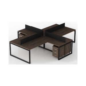 Bureau en Croix 4 Postes – Design Industriel & Espace Structuré - MOB-BURE-019