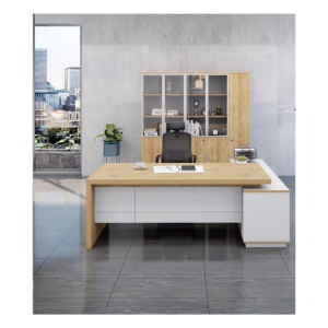 Bureau d’angle design bois clair – Élégance et fonctionnalité réunies - MOB-BURE-021