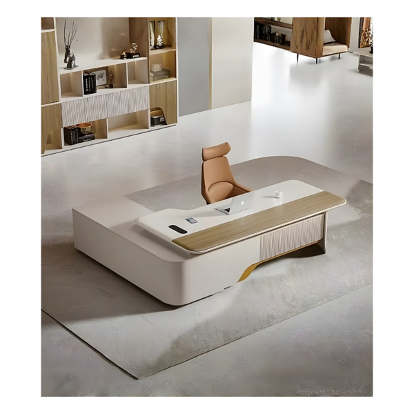 Bureau professionnel avec rangements intégrés et design épuré