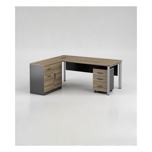 Bureau d’angle moderne avec rangements intégrés