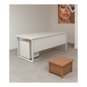 Bureau Blanc MinimalistPro – Design Épuré pour Studio, Bureau ou Espace Beauté - MOB-BURE-046