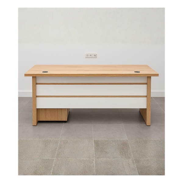Bureau CleanDesk Pro – Bois clair et blanc
