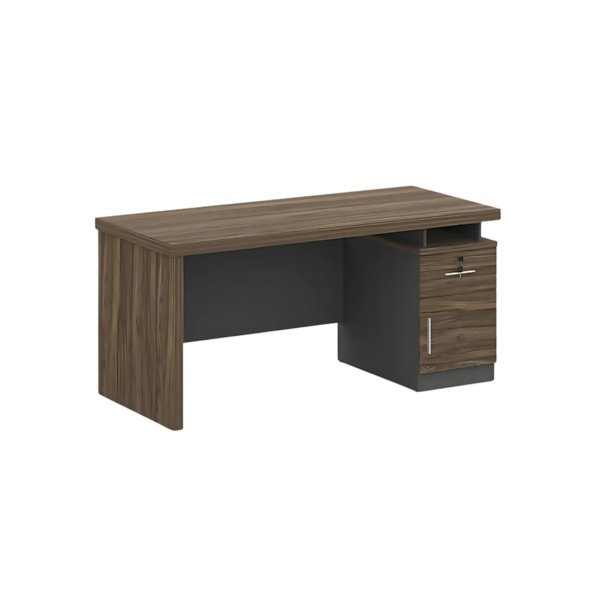 Bureau direction bois clair – structure gris foncé