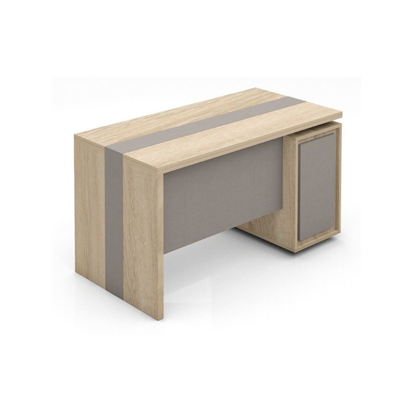 Bureau direction bois clair & gris – design graphique
