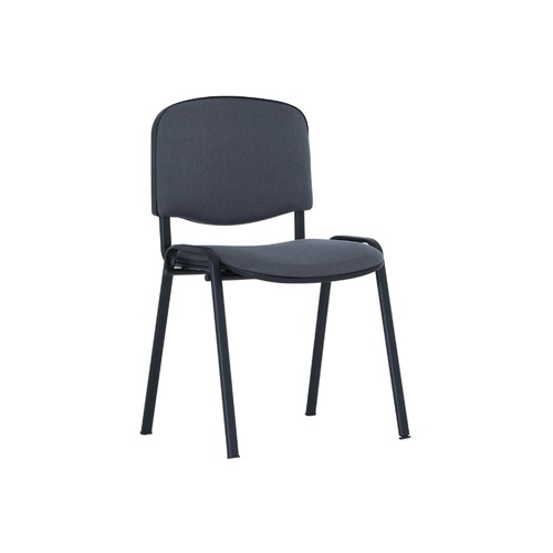 Chaise ISO Tissu Noir – Structure Métal Noir Empilable – MOB-CHAI-016