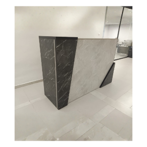 Comptoir d’accueil marbre foncé & gris – design contemporain et structurant - MOB-COMP-019