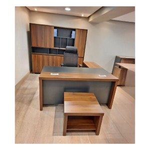 Ensemble Bureau Direction – Bois Structuré & Design Minimaliste - MOB-ENSE-009