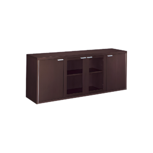 Meuble de rangement contemporain – bois foncé et vitrine centrale - MOB-MEUB-025